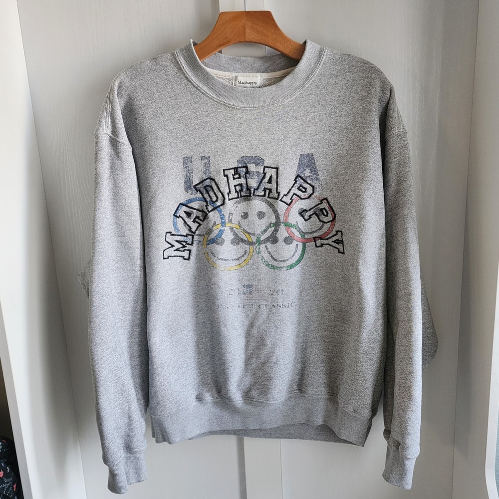 Madhappy‎ Aspen Winter Classic USA Olympics Sweatshirt Gray Women's Large RARE